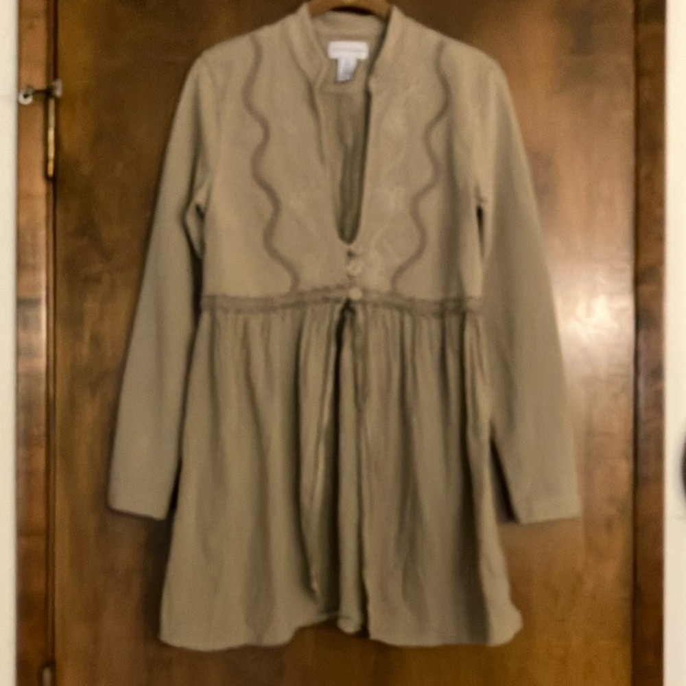 Soft Surroundings Small Taupe Topper Button Front… - image 1